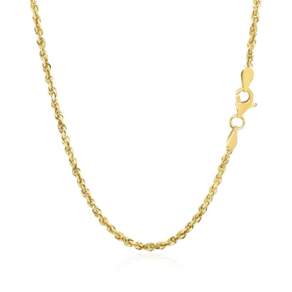 2.25mm 10k Yellow Gold Solid Diamond Cut Rope Chain - Image 3