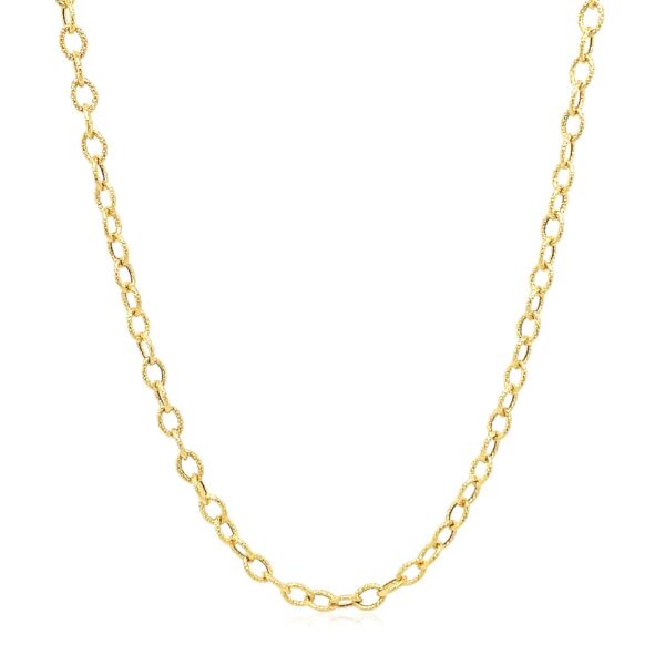 2.5mm 14k Yellow Gold Pendant Chain with Textured Links - Image 2