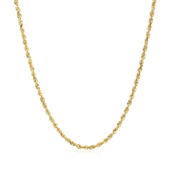 2.0mm 10k Yellow Gold Solid Diamond Cut Rope Chain - Image 2