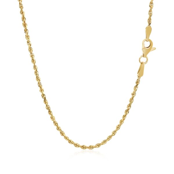 2.0mm 10k Yellow Gold Solid Diamond Cut Rope Chain - Image 3