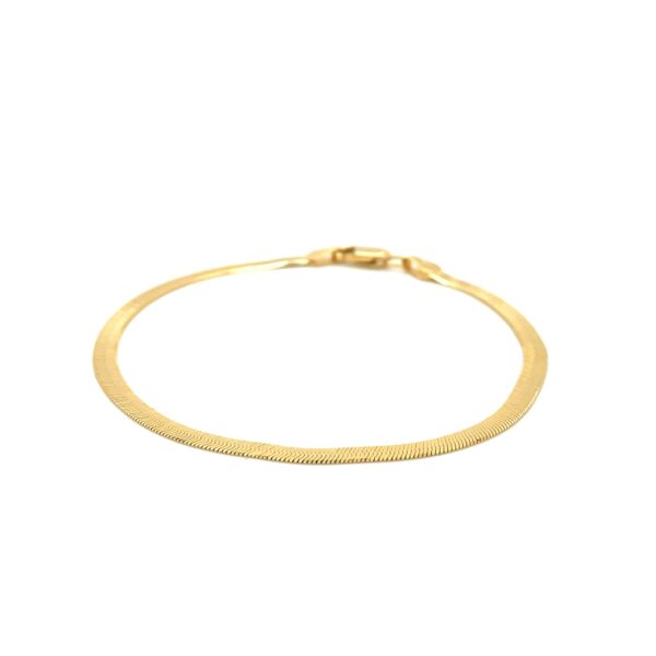 3.0mm 14k Yellow Gold Super Flex Herringbone Bracelet - Image 2