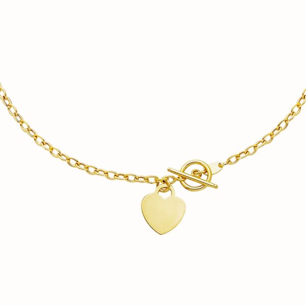 Toggle Bracelet with Heart Charm in 14k Yellow Gold - Image 2