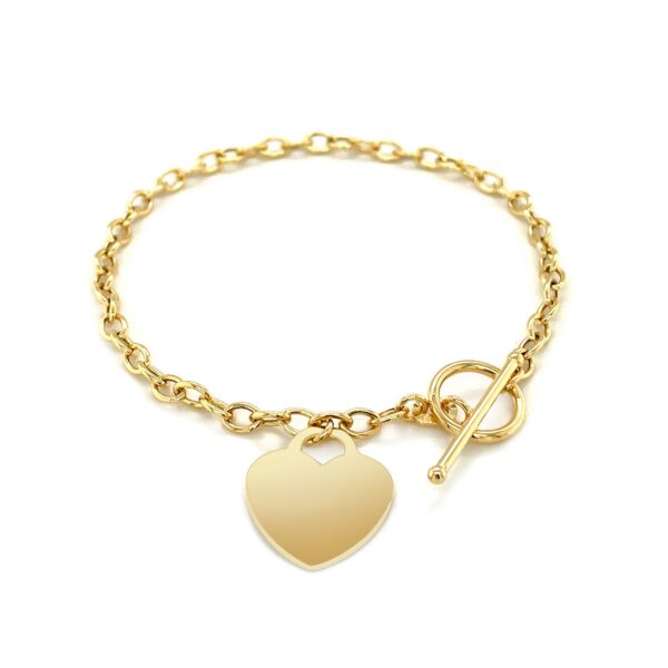 Toggle Bracelet with Heart Charm in 14k Yellow Gold - Image 3