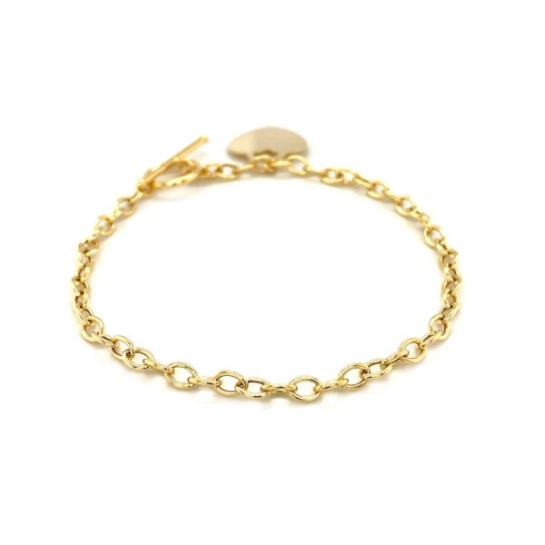 Toggle Bracelet with Heart Charm in 14k Yellow Gold - Image 4