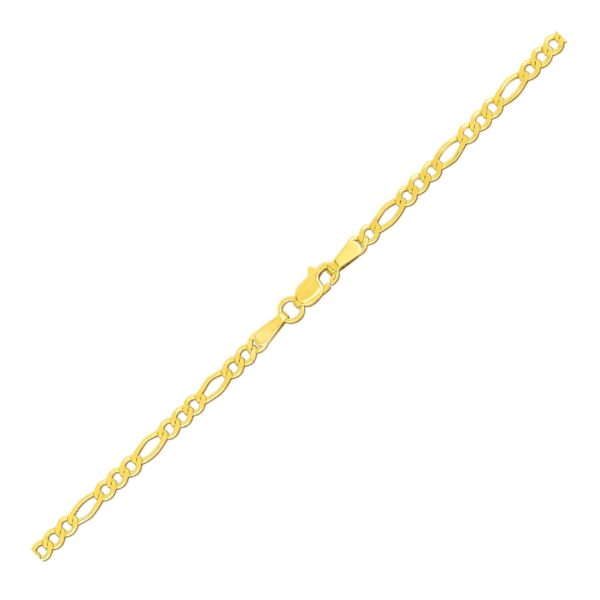 2.8mm 14k Yellow Gold Solid Figaro Bracelet - Image 2