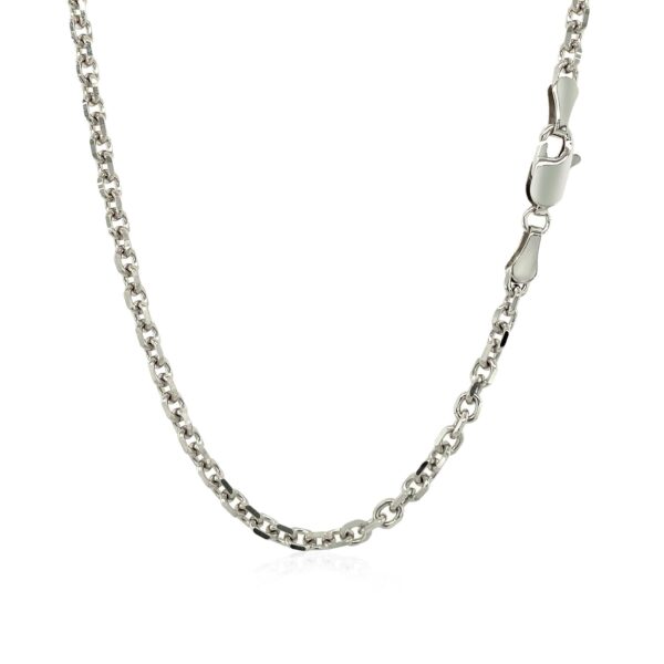 3.1mm 14k White Gold Diamond Cut Cable Link Chain - Image 3