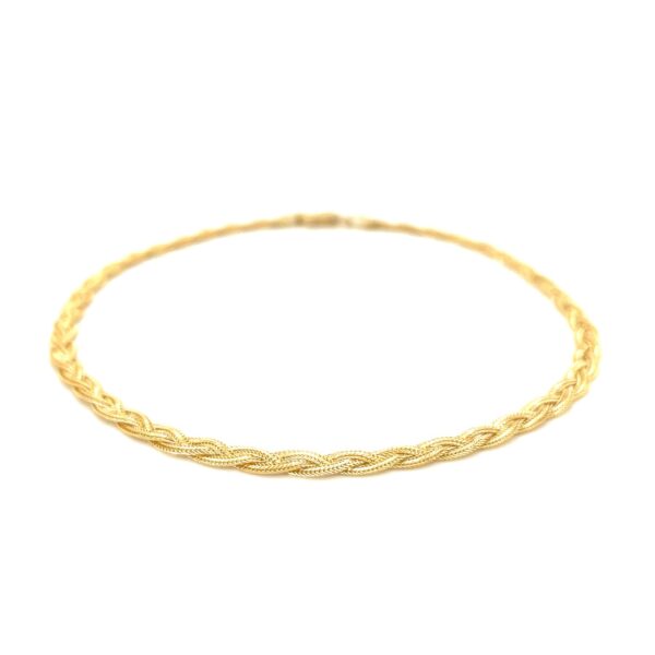 3.5mm 14k Yellow Braided Foxtail Anklet - Image 2