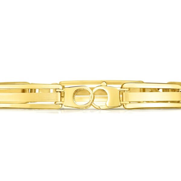 14k Two-Tone Gold Men's Bracelet with Fancy Bar Links - Image 3