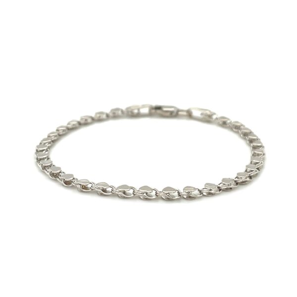 2.9mm 14k White Gold Heart Bracelet - Image 2