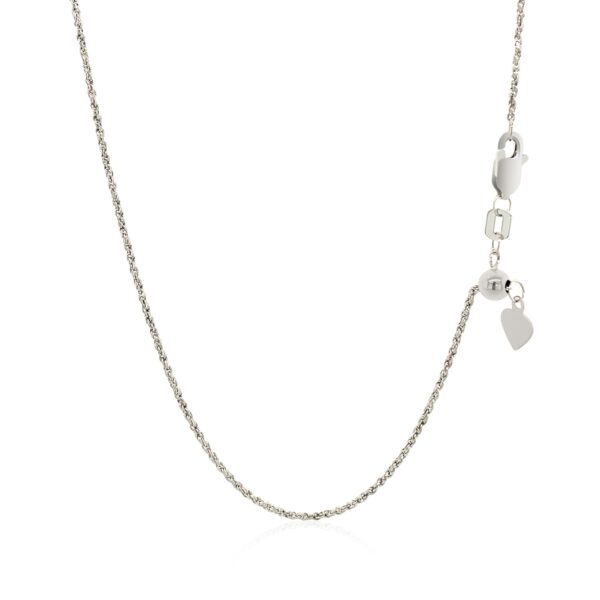 14k White Gold Adjustable Rope Chain 1.0mm - Image 3