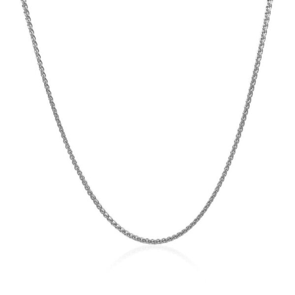 14k White Gold Diamond Cut Round Wheat Chain 1.2mm - Image 2