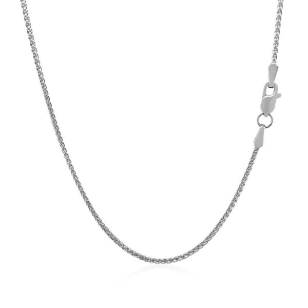 14k White Gold Diamond Cut Round Wheat Chain 1.2mm - Image 3