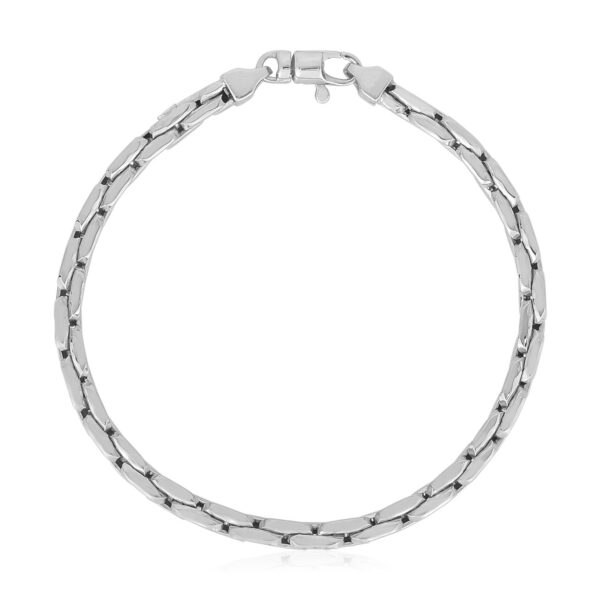 14k White Gold High Polish Compressed Cable Link Bracelet - Image 2