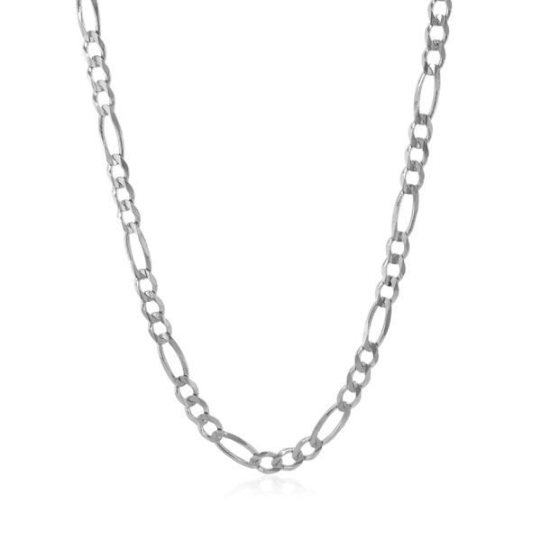 3.8mm 14k White Gold Solid Figaro Chain - Image 2