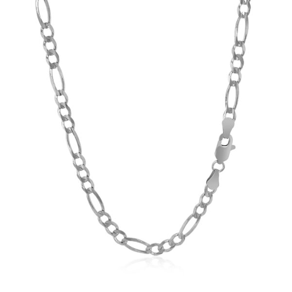 3.8mm 14k White Gold Solid Figaro Chain - Image 3