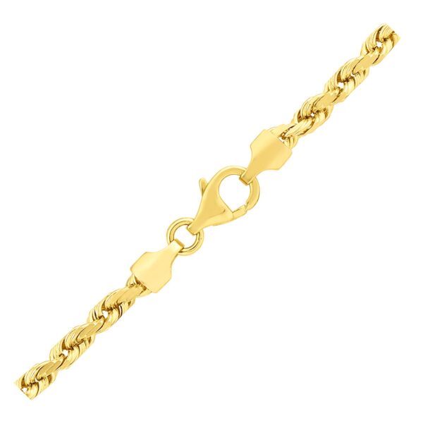 3.5mm 14k Yellow Gold Solid Diamond Cut Rope Chain - Image 3