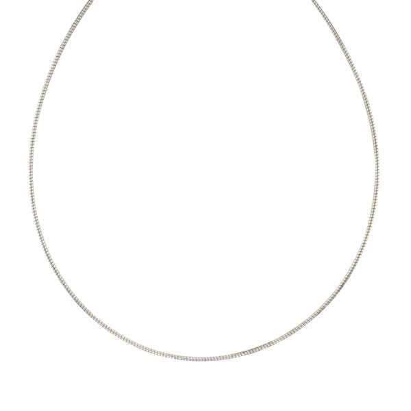 Sterling Silver Round Omega Style Chain Necklace with Rhodium Plating (1.25mm) - Image 2