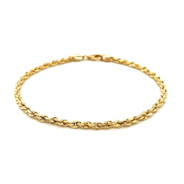 3.0mm 14k Yellow Gold Solid Diamond Cut Rope Bracelet - Image 2