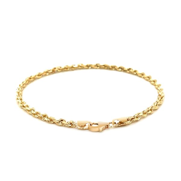 3.0mm 14k Yellow Gold Solid Diamond Cut Rope Bracelet - Image 3