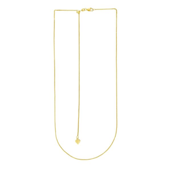 14k Yellow Gold Adjustable Wheat Chain 1.0mm - Image 2