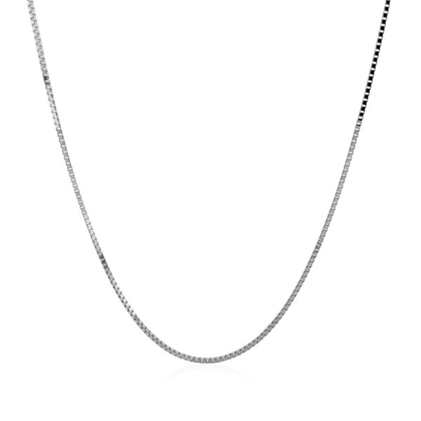 14k White Gold Classic Box Chain 0.8mm - Image 2