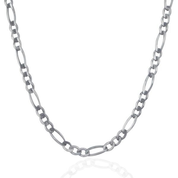 4.6mm 14k White Gold Solid Figaro Chain - Image 2