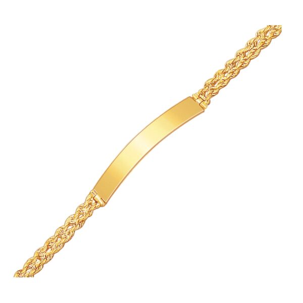 14k Yellow Gold ID Bracelet with Double Rope Chain - Image 2