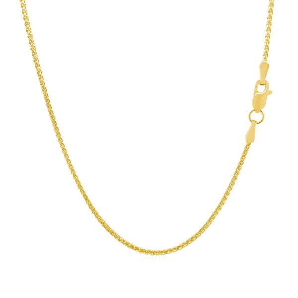 14k Yellow Gold Diamond Cut Round Wheat Chain 1.1mm - Image 3