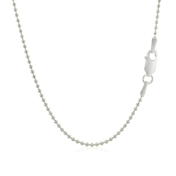 Rhodium Plated 1.5mm Sterling Silver Bead Style Chain - Image 3