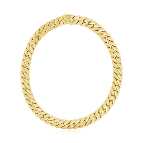 14k Yellow Gold High Polish LA Cubana Link Chain