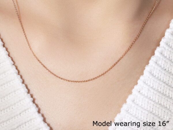 18k Rose Gold Round Cable Link Chain 0.97mm - Image 4