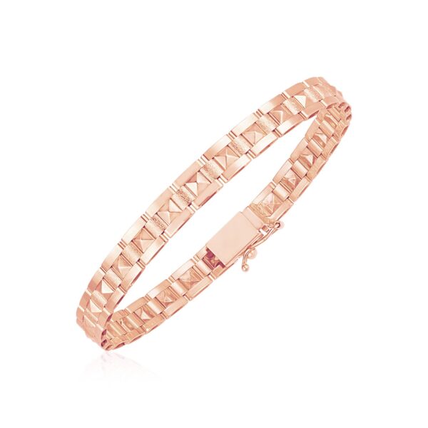 14k Rose Gold High Polish Spike Pyramid Bracelet (6mm)