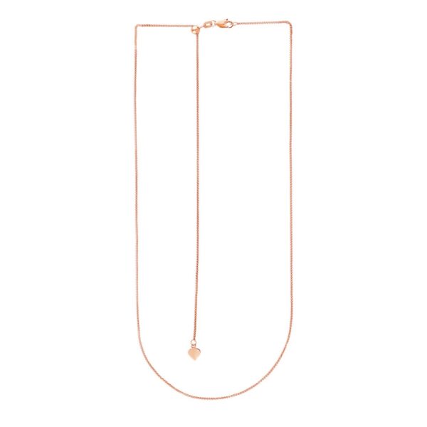 14k Rose Gold Adjustable Wheat Chain 1.0mm - Image 2