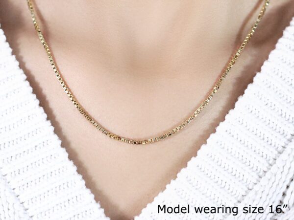 14k Yellow Gold Semi Solid Box Chain 1.6mm - Image 4