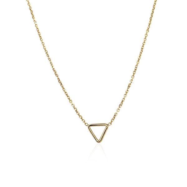 14k Yellow Gold Necklace with Petite Open Triangle Pendant - Image 2