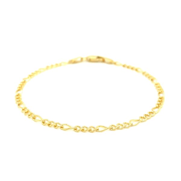 2.6mm 10k Yellow Gold Link Figaro Bracelet - Image 2