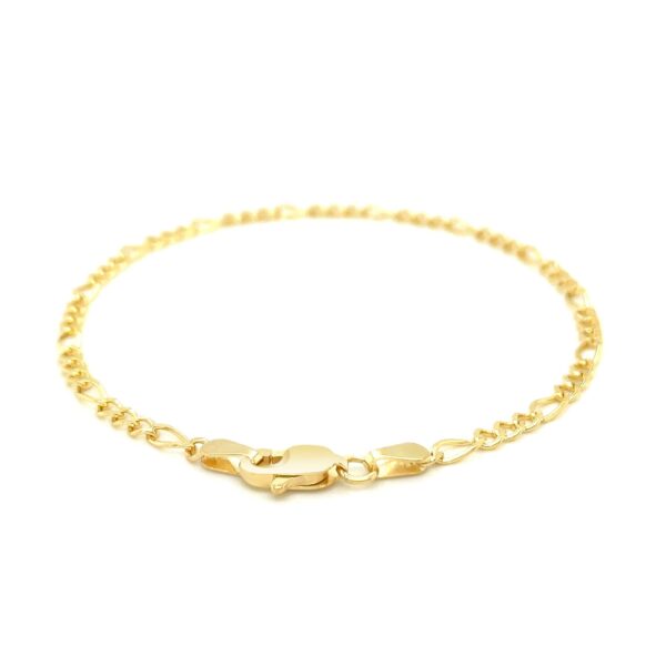 2.6mm 10k Yellow Gold Link Figaro Bracelet - Image 3