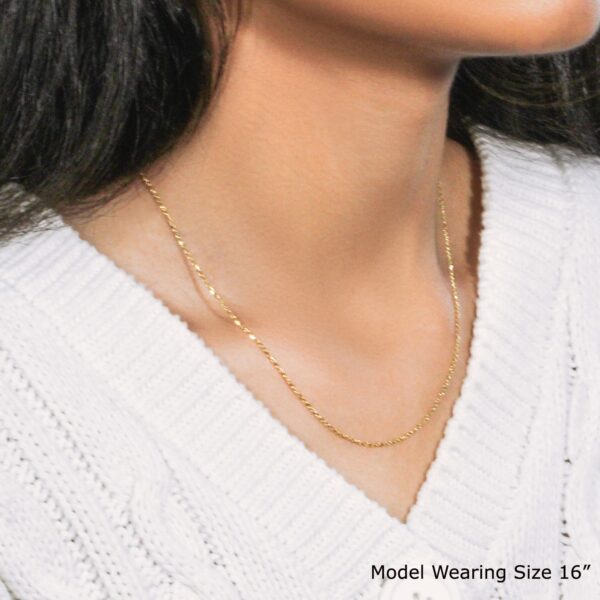 18k Yellow Gold Diamond Cut Cable Link Chain 1.1mm - Image 2