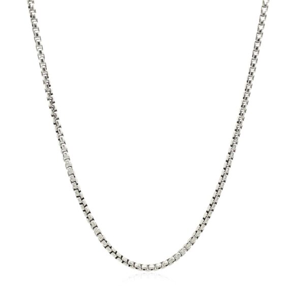 Sterling Silver Rhodium Plated Round Box Chain 1.8mm - Image 2