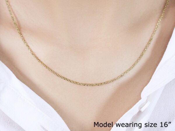 18k Yellow Gold Diamond Cut Cable Link Chain 1.5mm - Image 4