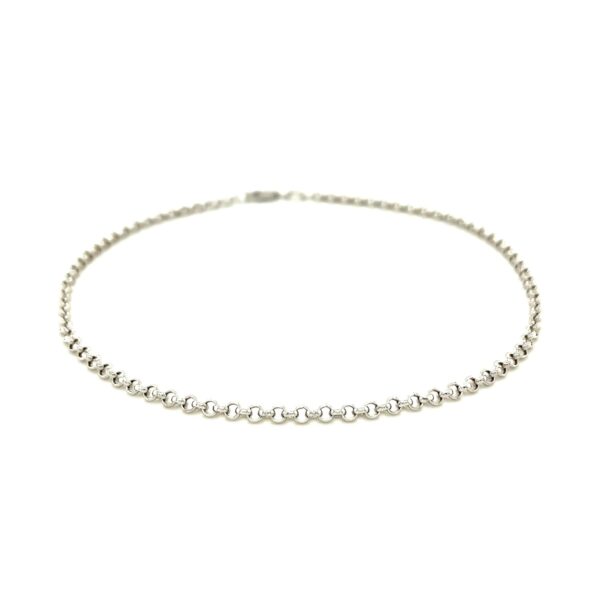 2.3mm 10k White Gold Rolo Anklet - Image 2