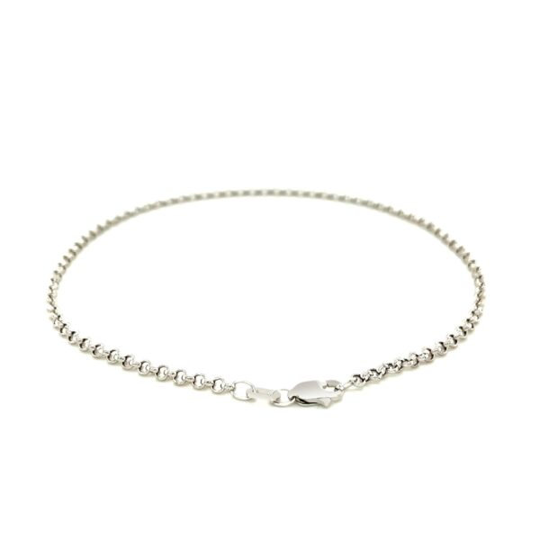 2.3mm 10k White Gold Rolo Anklet - Image 3