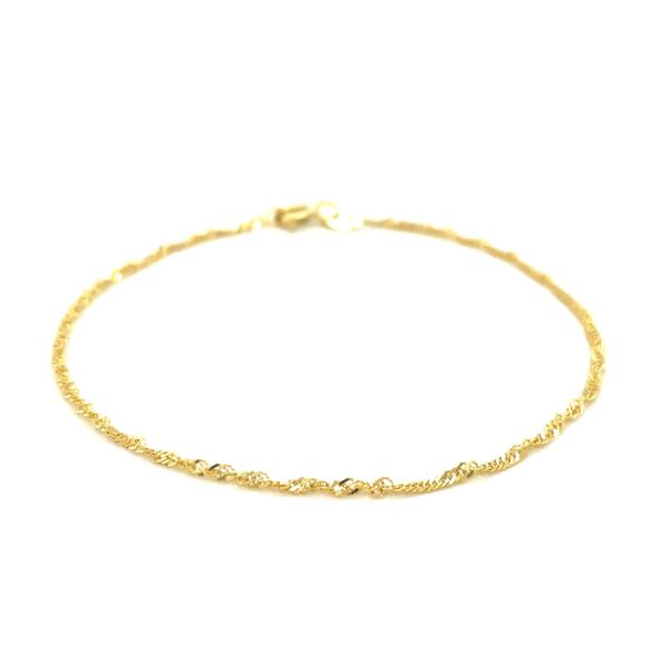 10k Yellow Gold Singapore Bracelet 1.5mm - Image 2