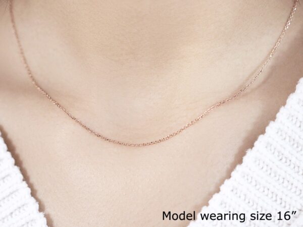 14k Rose Gold Diamond Cut Cable Link Chain 1.1mm - Image 4