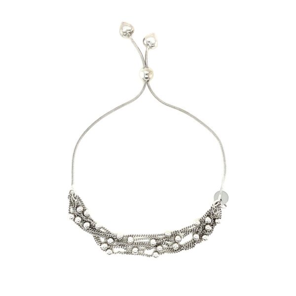 Adjustable Multi-Strand Chain and Bead Bracelet in Sterling Silver - Image 2