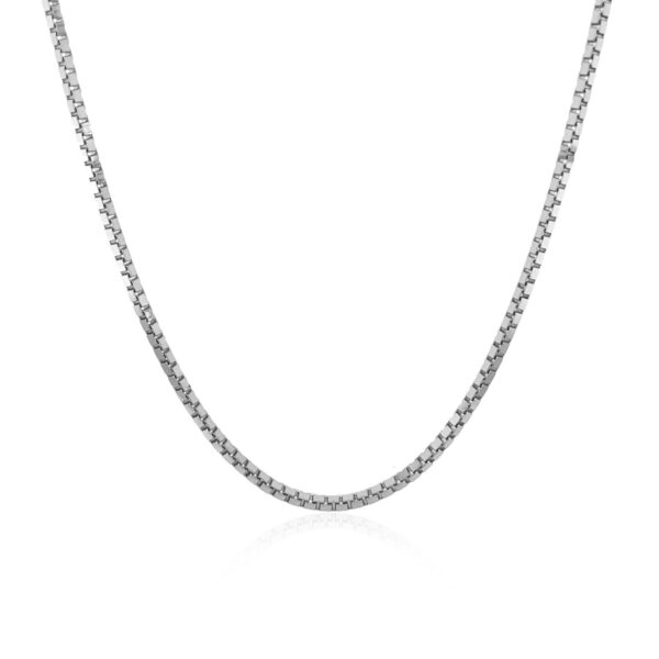 18k White Gold Classic Box Chain 1.4mm - Image 3