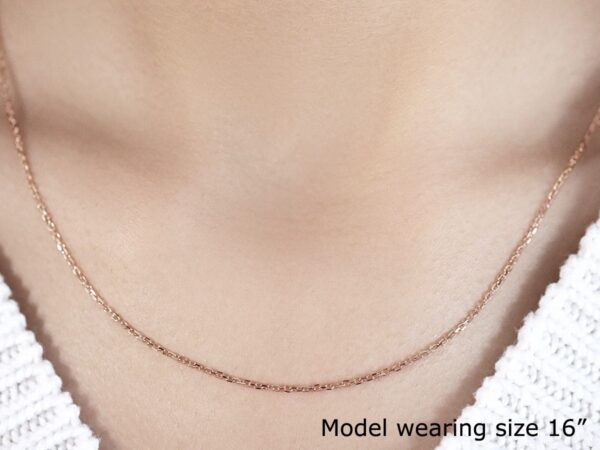 14k Rose Gold Diamond Cut Cable Link Chain 1.3mm - Image 4