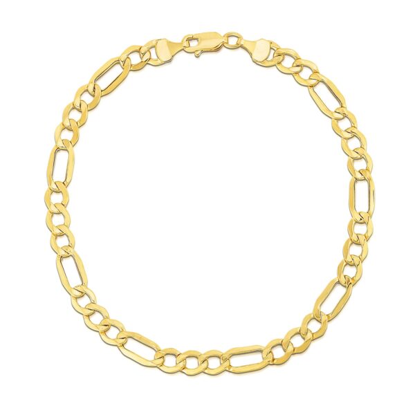 5.4mm 10k Yellow Gold Lite Figaro Bracelet - Image 2