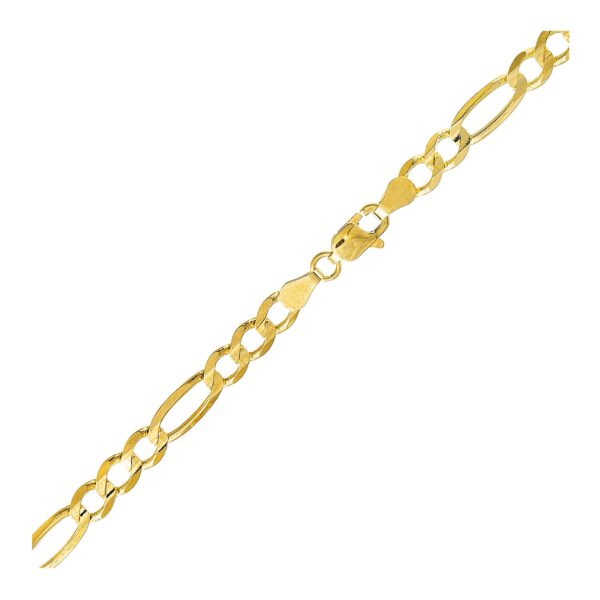 5.4mm 10k Yellow Gold Lite Figaro Bracelet - Image 3