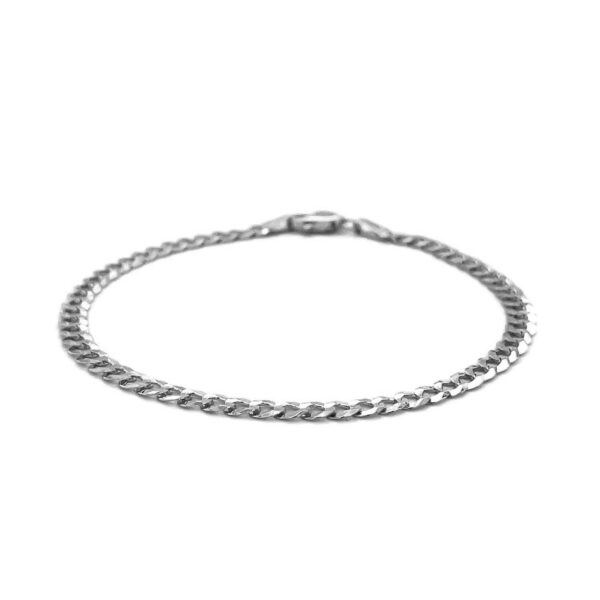 3.6mm 14k White Gold Solid Curb Bracelet - Image 2